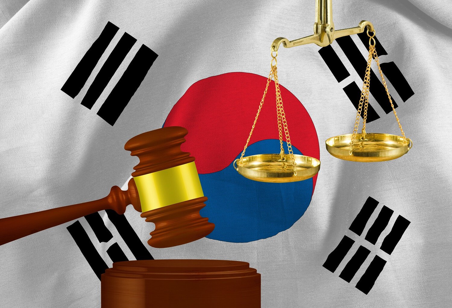 韓国の国旗とギャベル