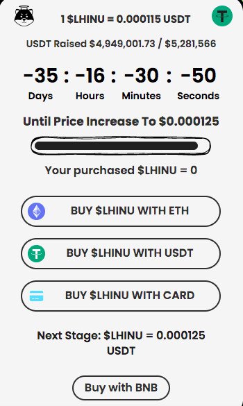 Buy $LHINU with ETH/USDT