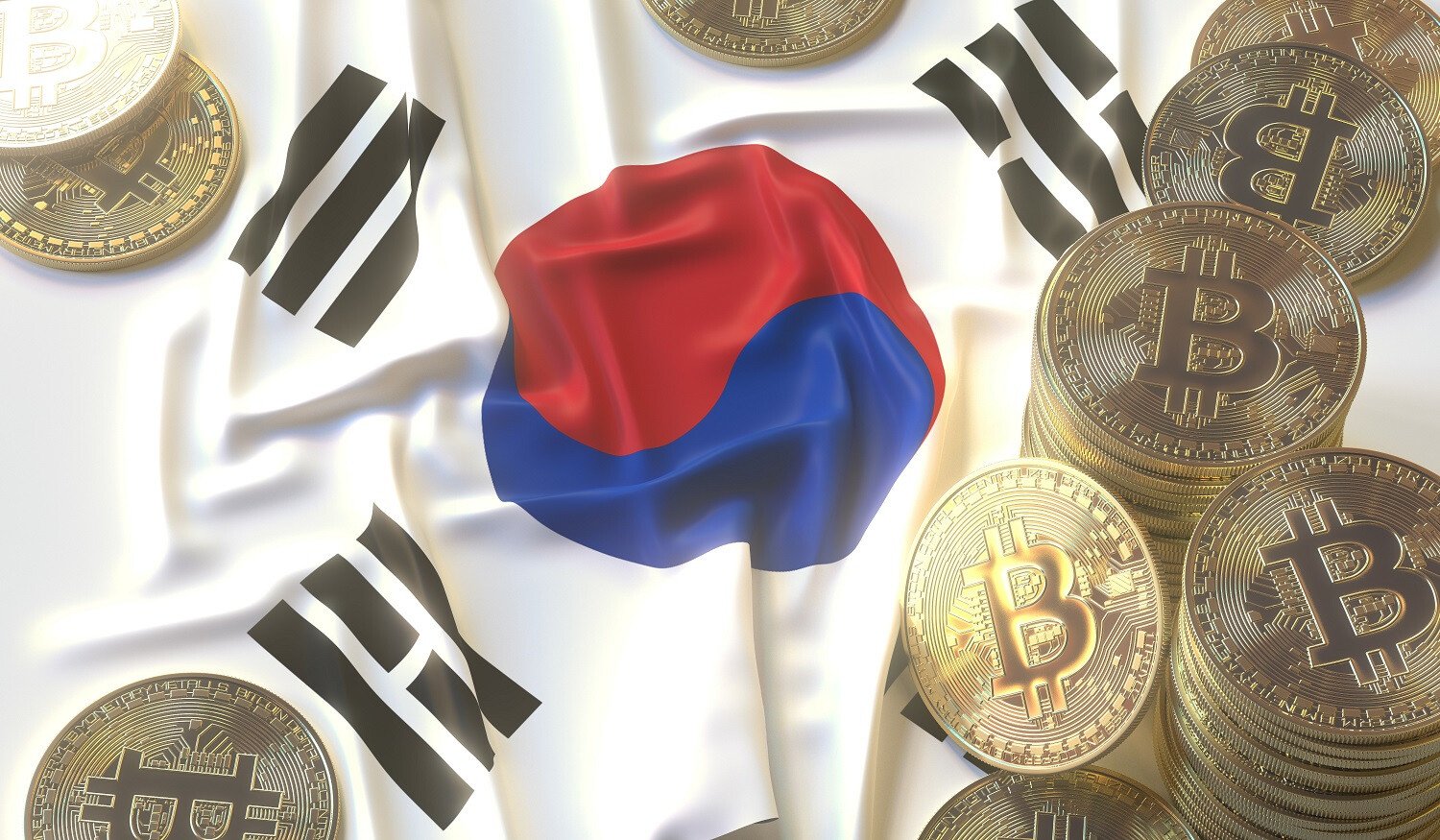 韓国国旗とビットコイン