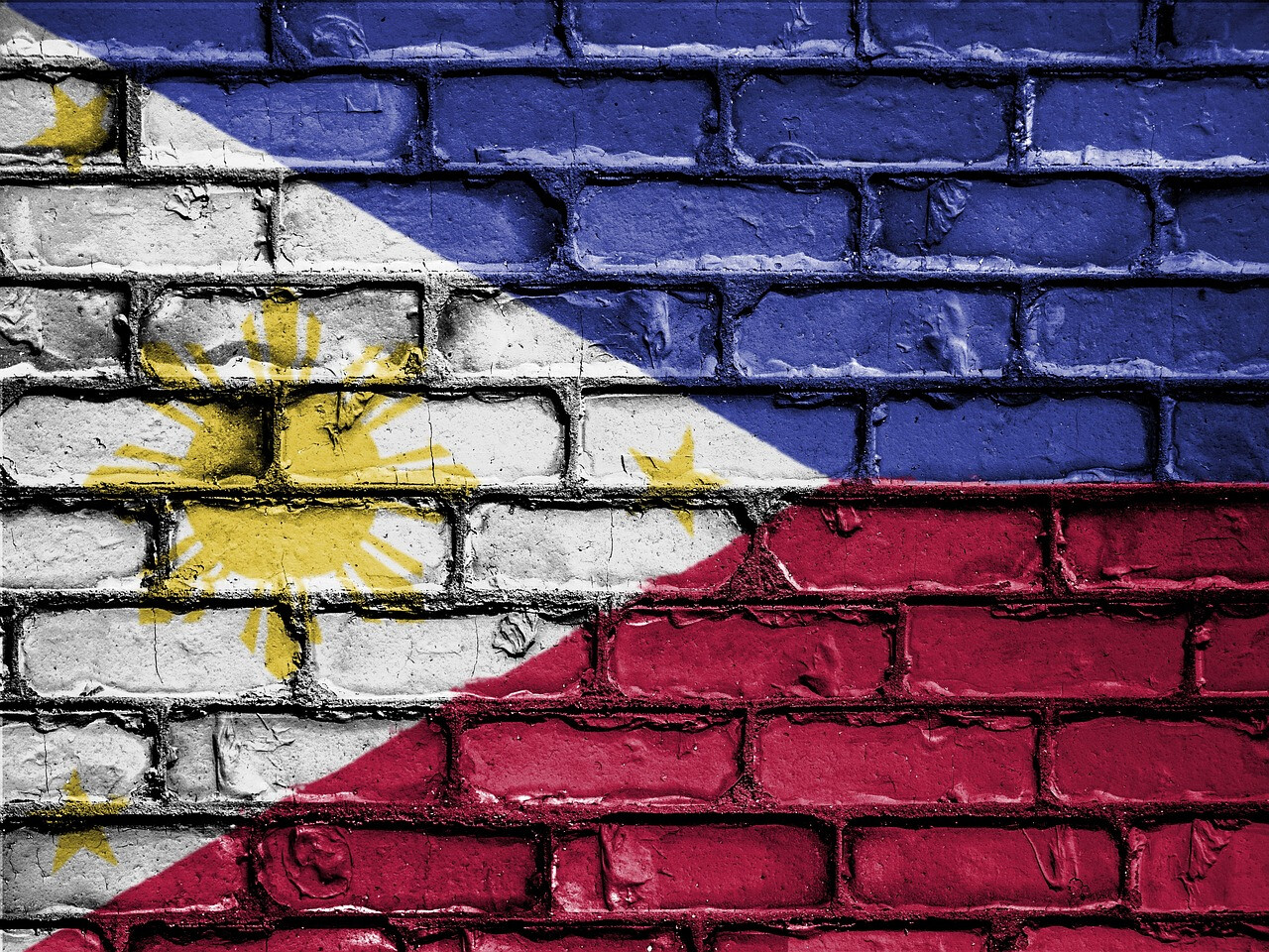 壁に描かれたフィリピン国旗