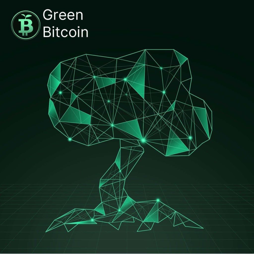 グリーンな木とGreen Bitcoinロゴ
